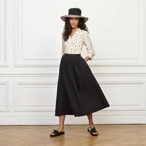 Uniqlo Linen Cotton Midi Skirt by Ines de la Fressange in Black size 6